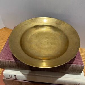 Vintage Brass Plate trinket dish candle holder MCM decor